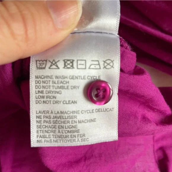 FARM Rio Anthropologie "Kelsie" Magenta V-Neck Boho Colorful Puff Sleeve Blouse - Picture 13 of 15